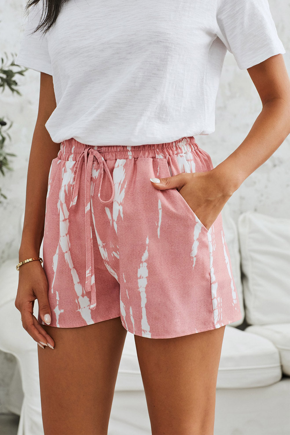 PREORDER- Tie-Dye Drawstring Waist Shorts with Pockets