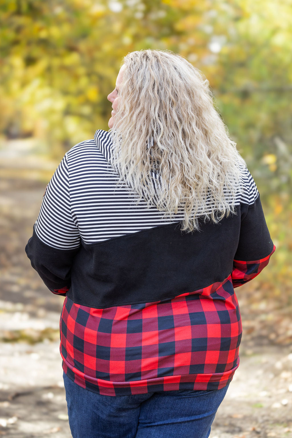 Michelle Mae Colorblock Fullzip - Plaid and Stripes