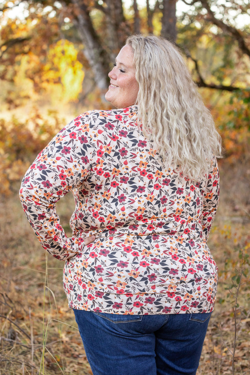 Michelle Mae Blair Long Sleeve Top - Red Floral