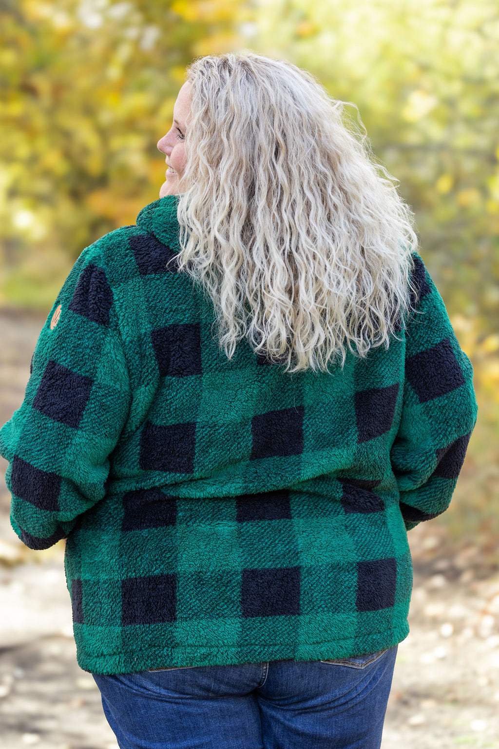 Michelle Mae Sherpa Fullzip Hoodie - Green Plaid