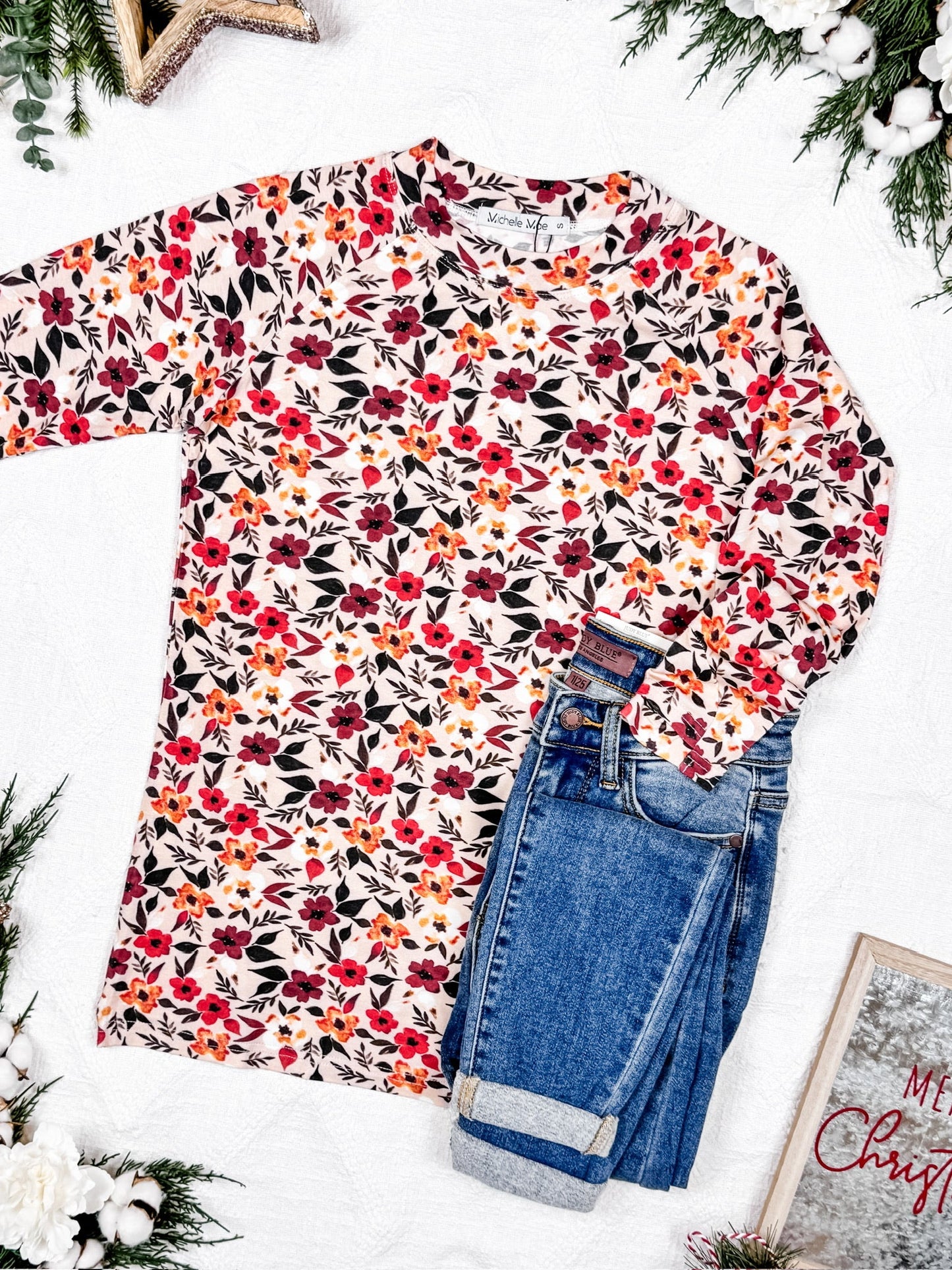 Michelle Mae Blair Long Sleeve Top - Red Floral