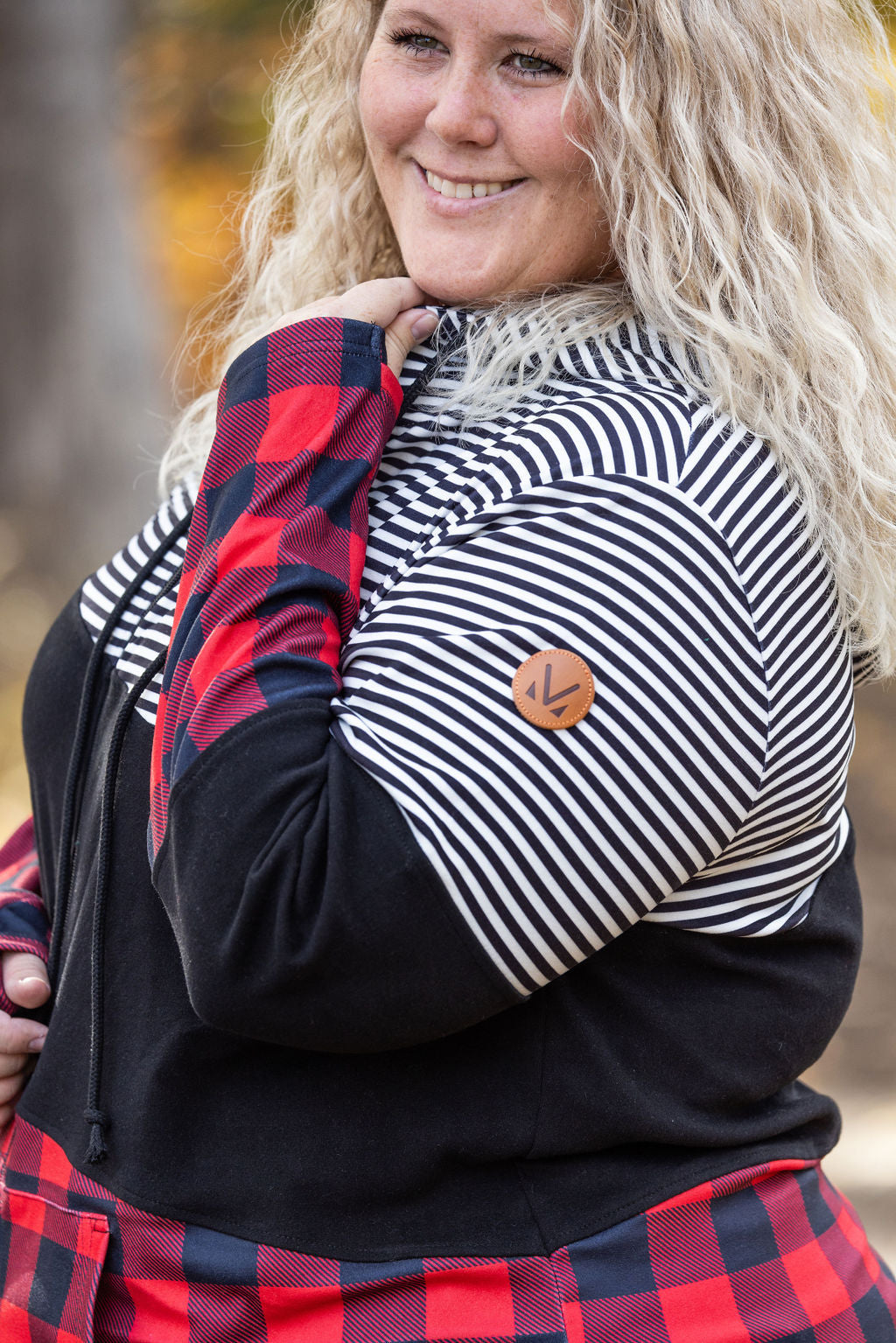 Michelle Mae Colorblock Fullzip - Plaid and Stripes