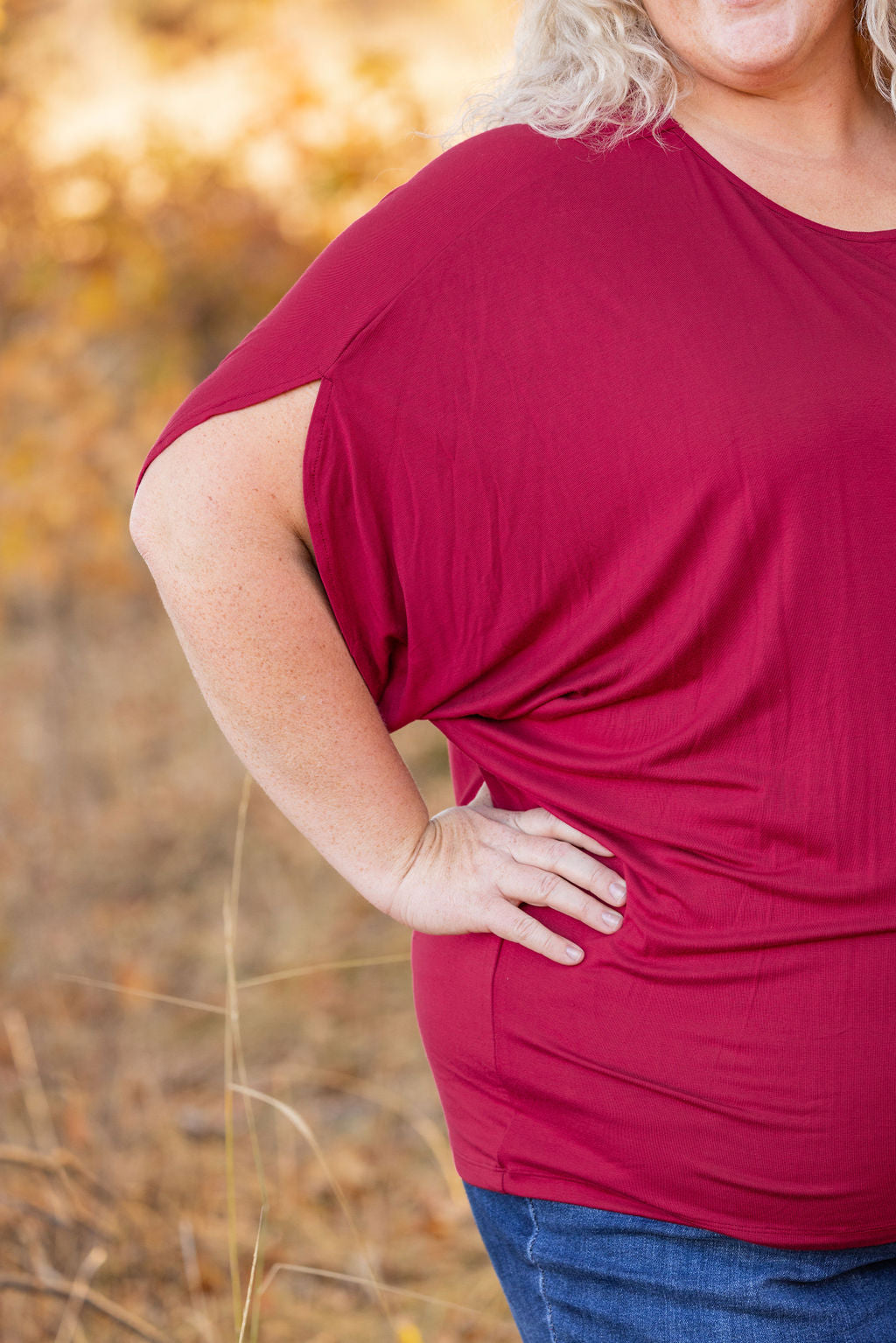 Michelle Mae Darcy Dolman Top - Burgundy | Women's Flowy Top