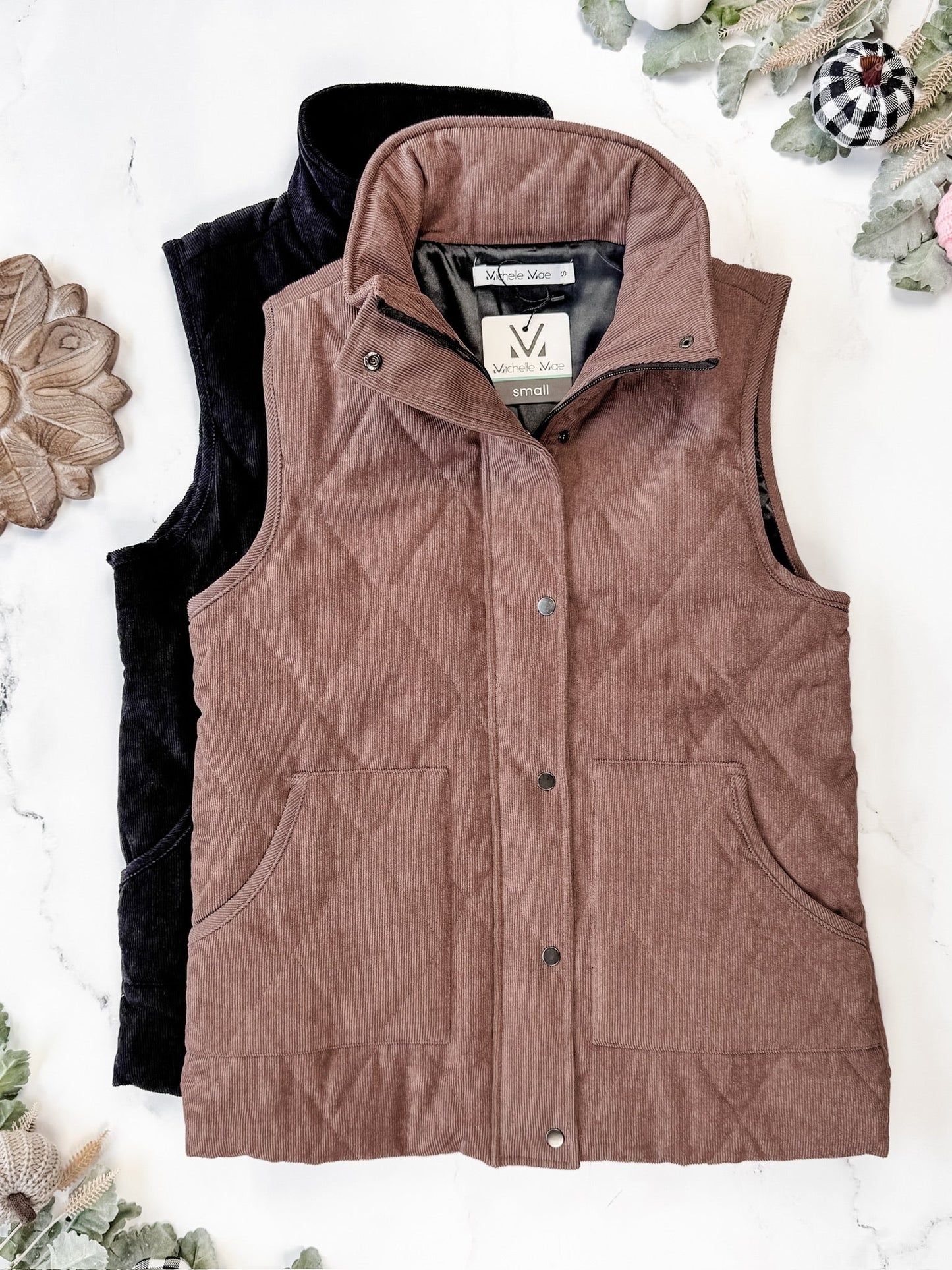 Michelle Mae Corduroy Vest - Black