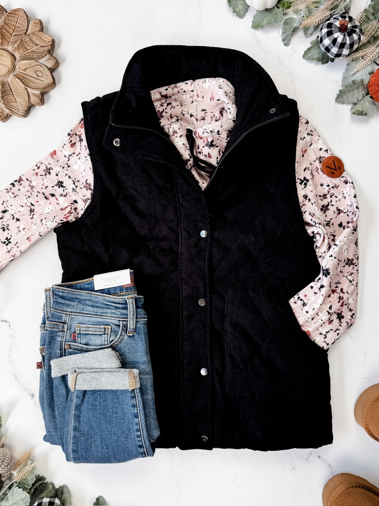 Michelle Mae Corduroy Vest - Black