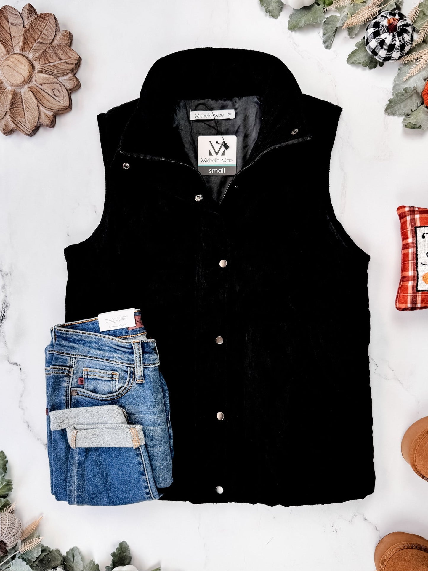 Michelle Mae Corduroy Vest - Black