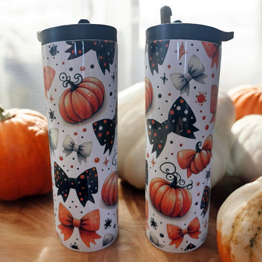 PUMPKINS AND BOWS Flip Top Tumbler