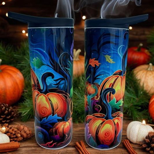 WATERCOLOR PUMPKINS Flip Top Tumbler