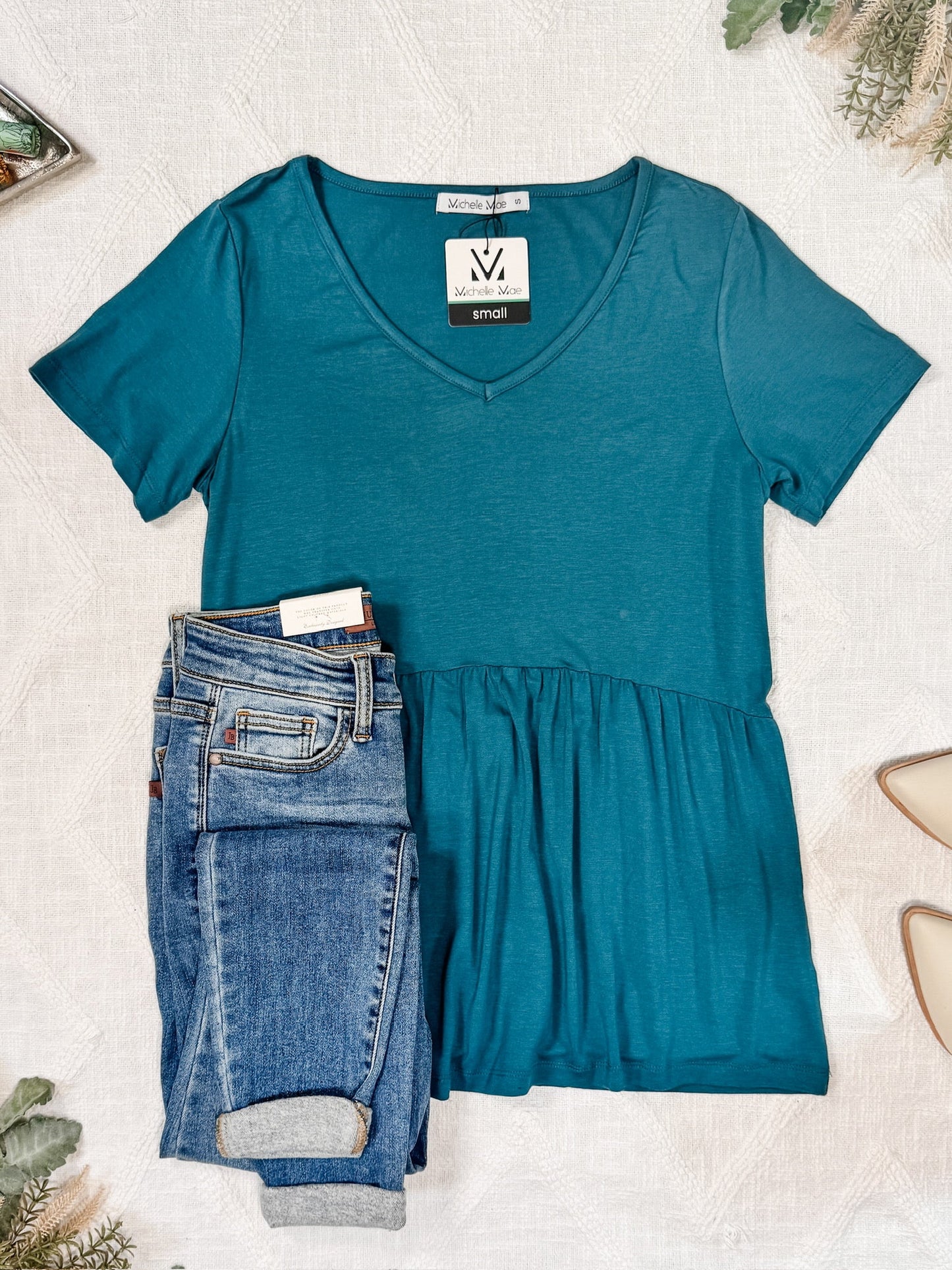 Michelle Mae Sarah Ruffle Short Sleeve - Teal