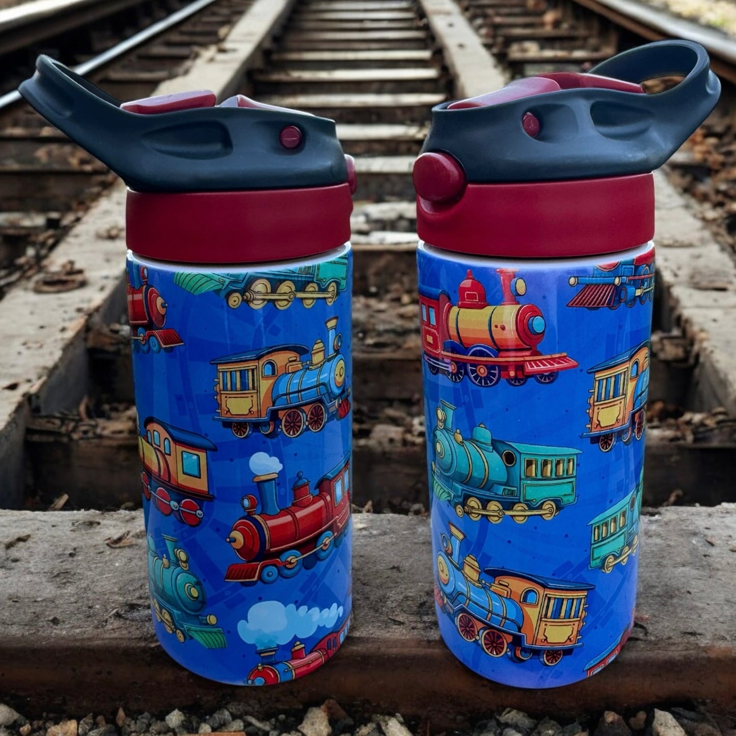 TRAINS Kids Flip Top Tumbler