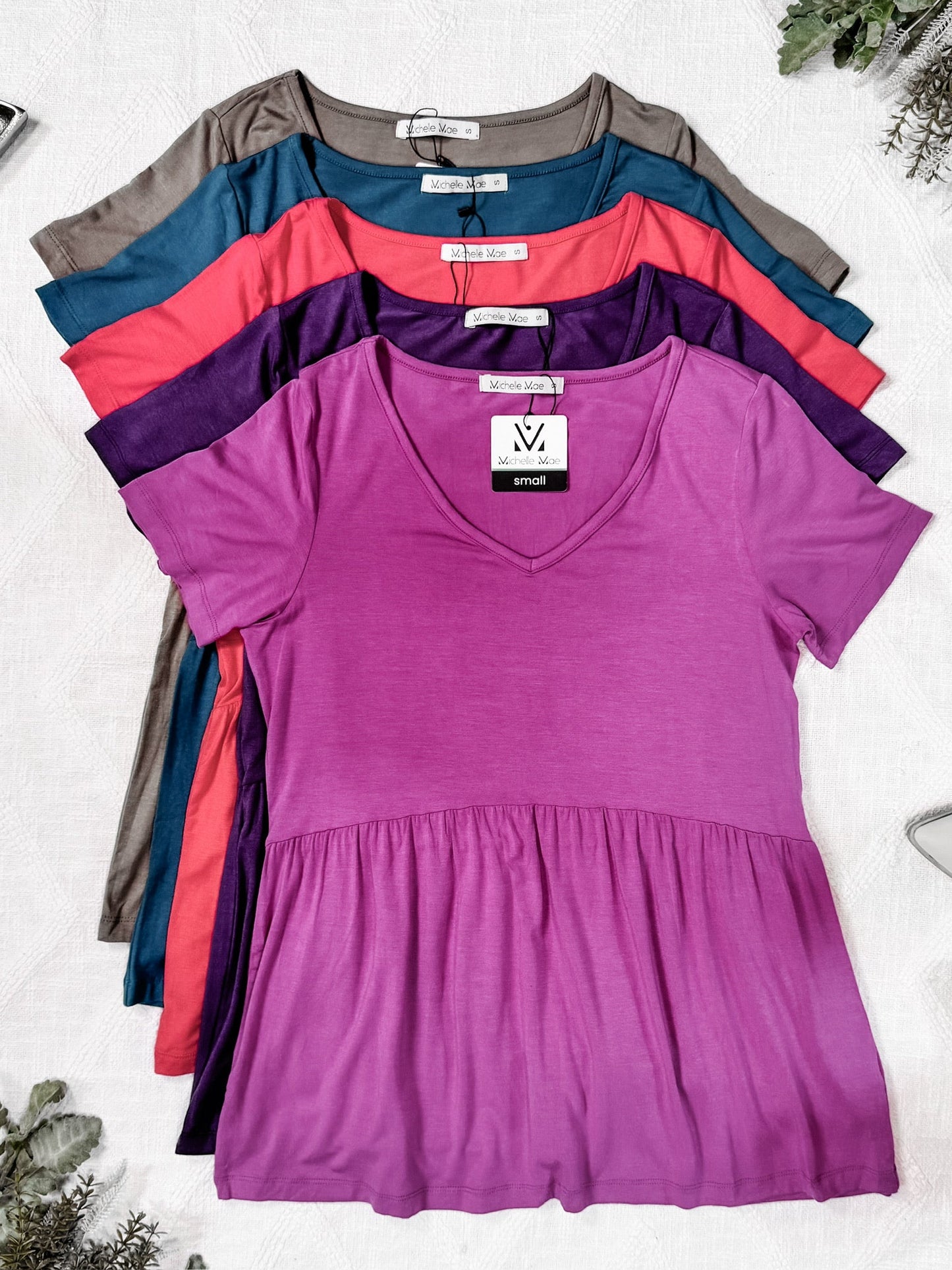 Michelle Mae Sarah Ruffle Short Sleeve - Dark Purple