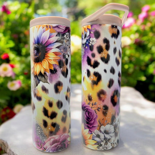 FLORAL LEOPARD Flip Top Tumbler