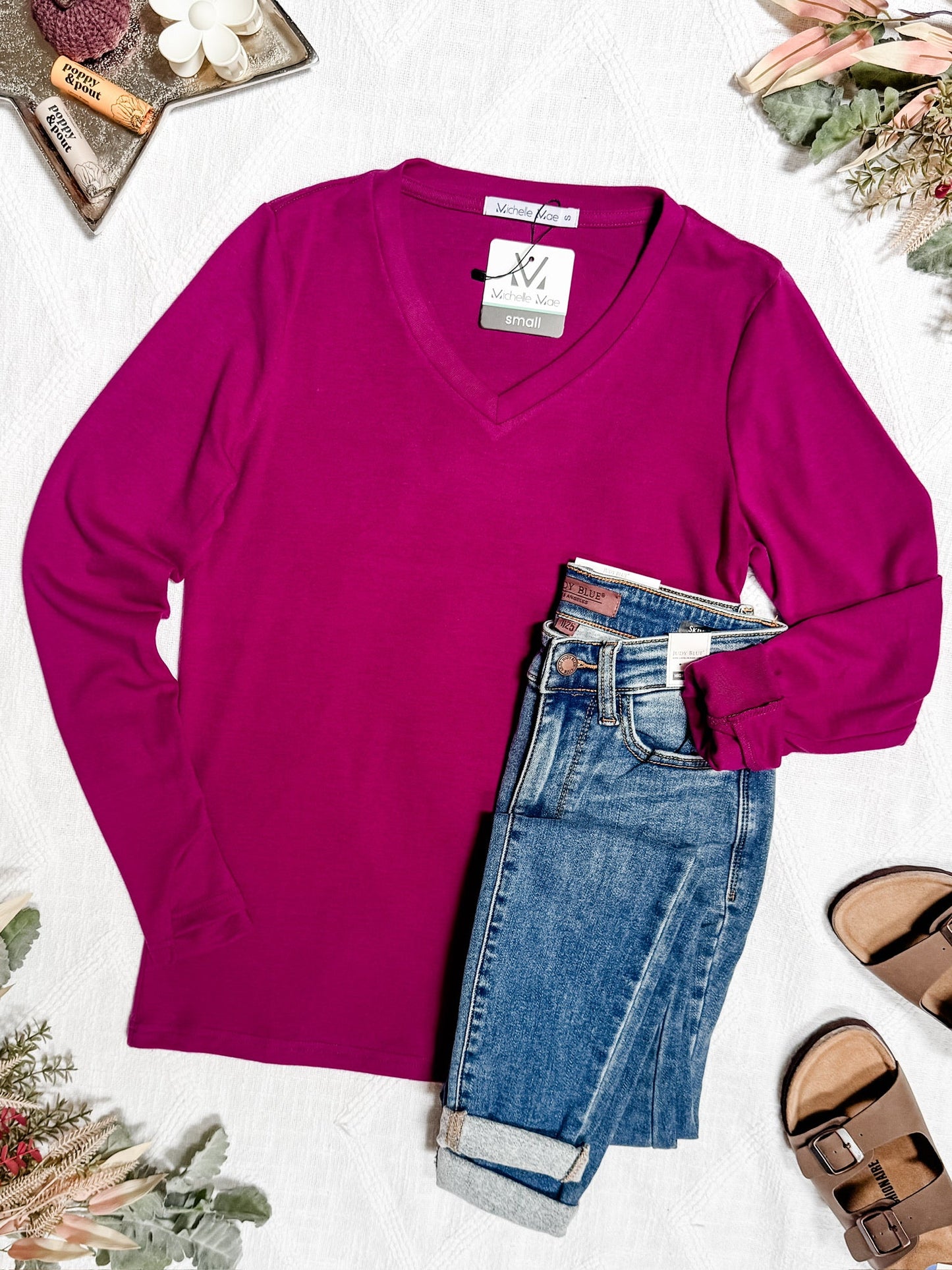 Michelle Mae Leah Long Sleeve Top - Magenta