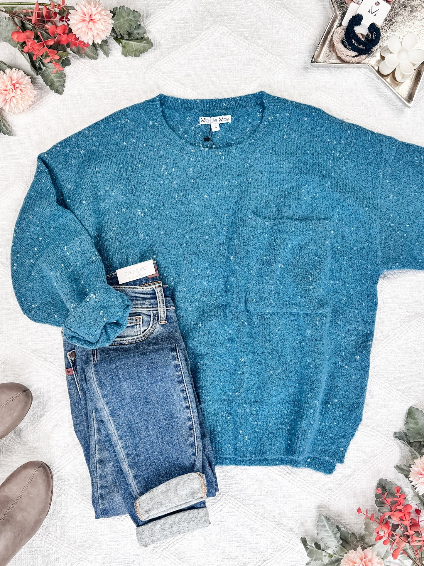 Michelle Mae Confetti Sweater - Blue