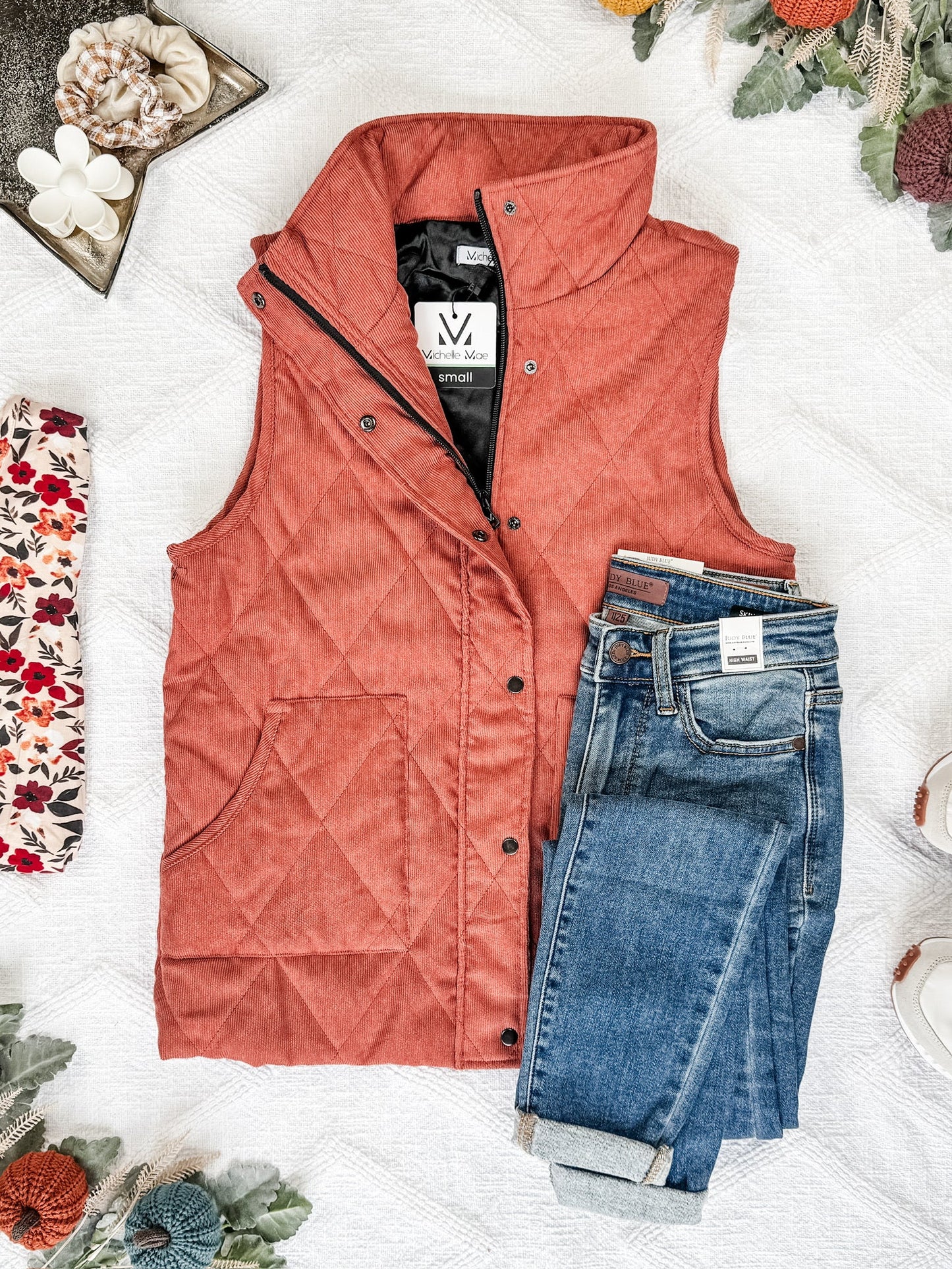 Michelle Mae Corduroy Vest - Pumpkin