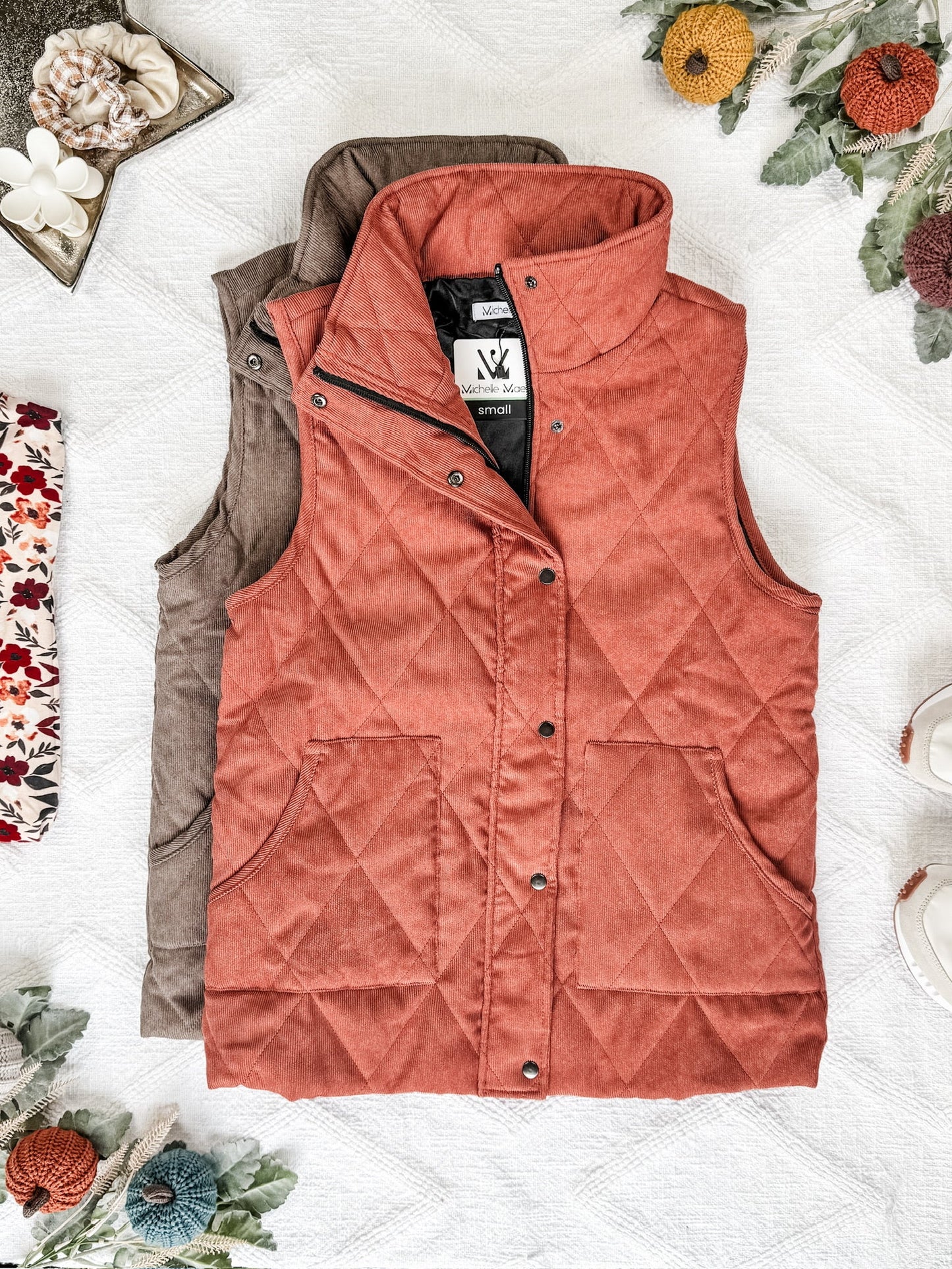 Michelle Mae Corduroy Vest - Pumpkin