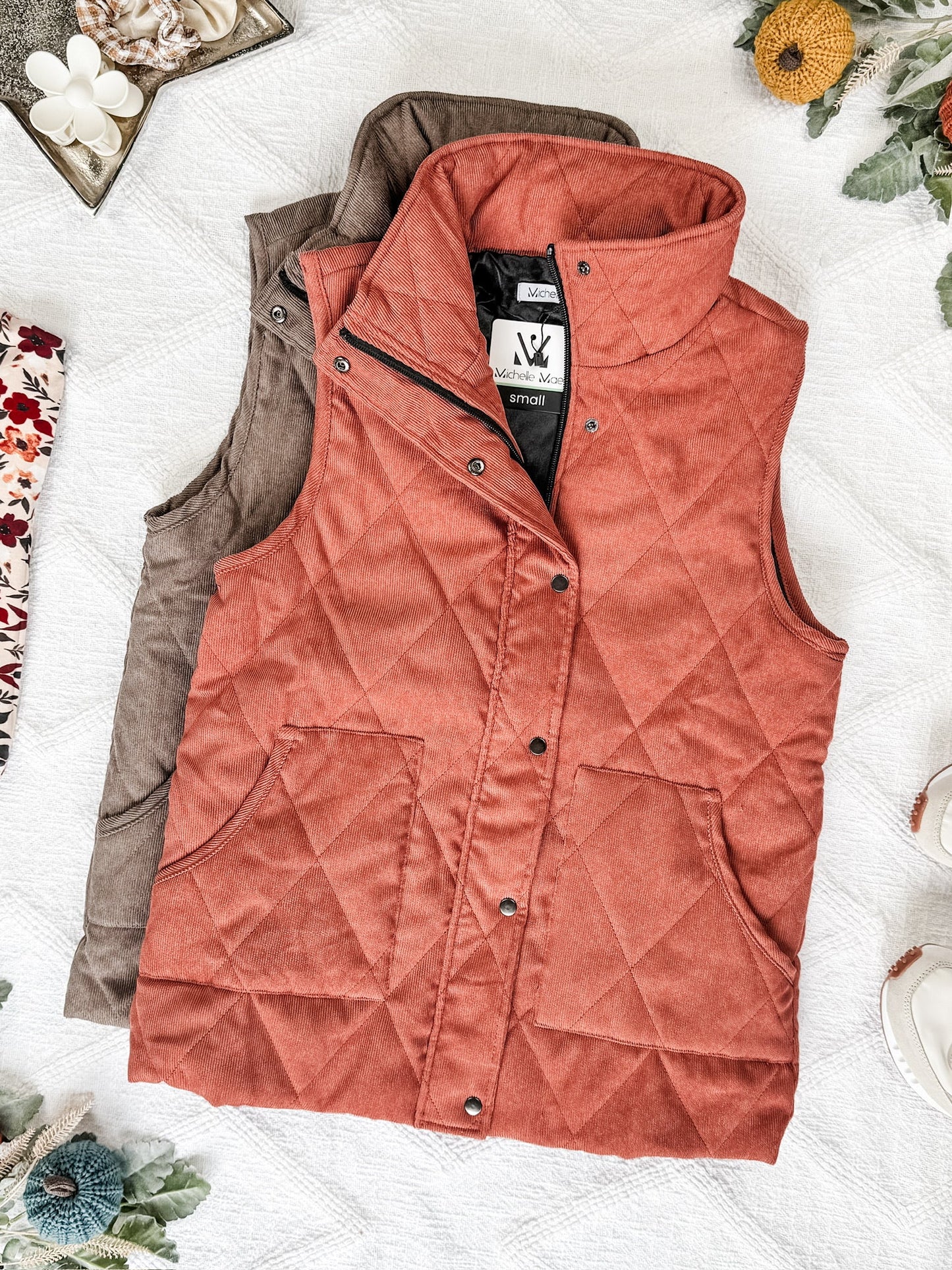 Michelle Mae Corduroy Vest - Pumpkin