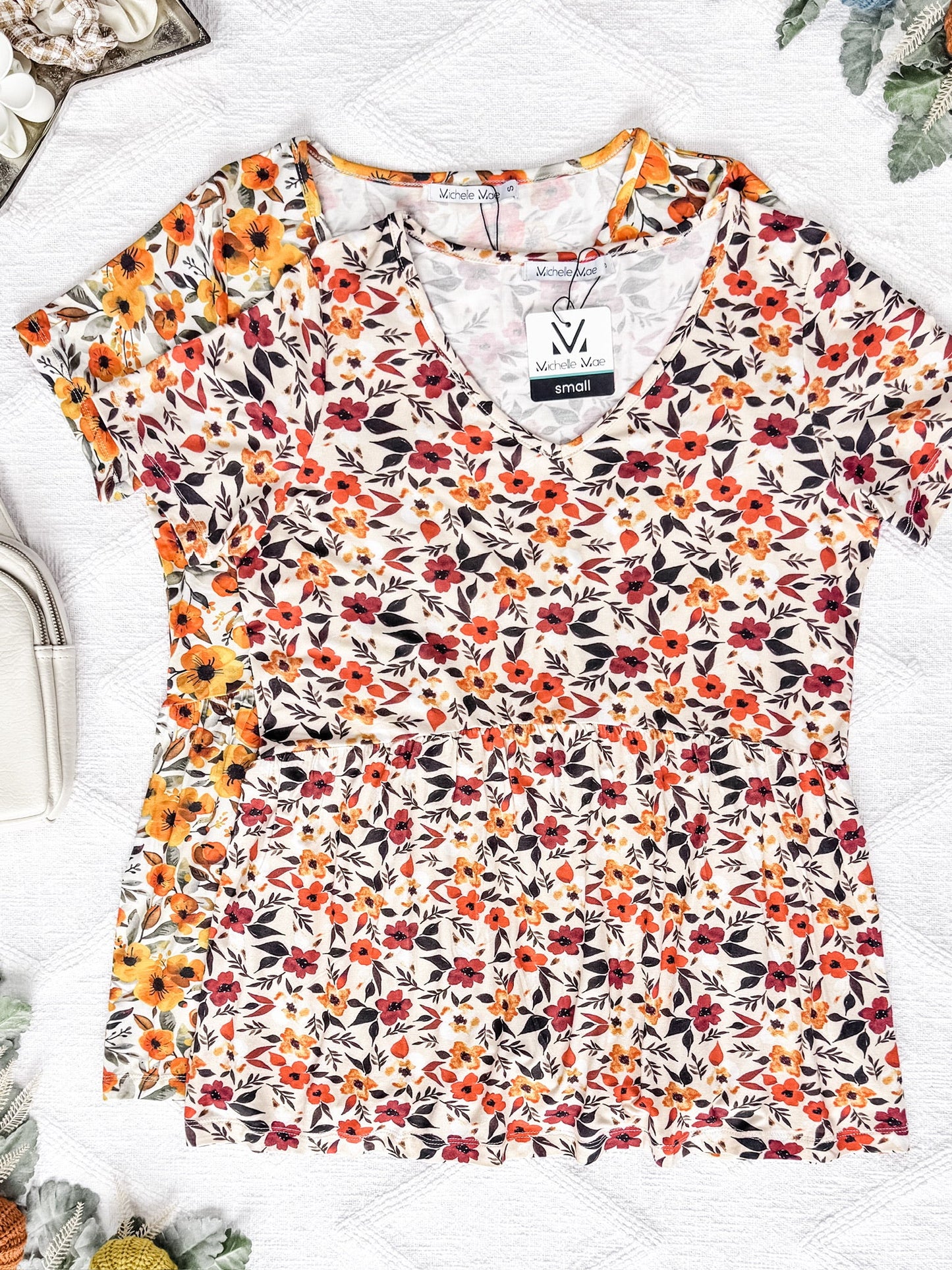 Michelle Mae Sarah Ruffle Short Sleeve - Fall Floral