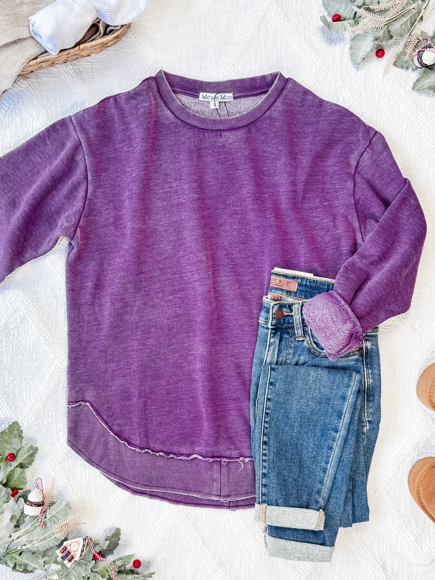 Michelle Mae Vintage Wash Pullover - Purple