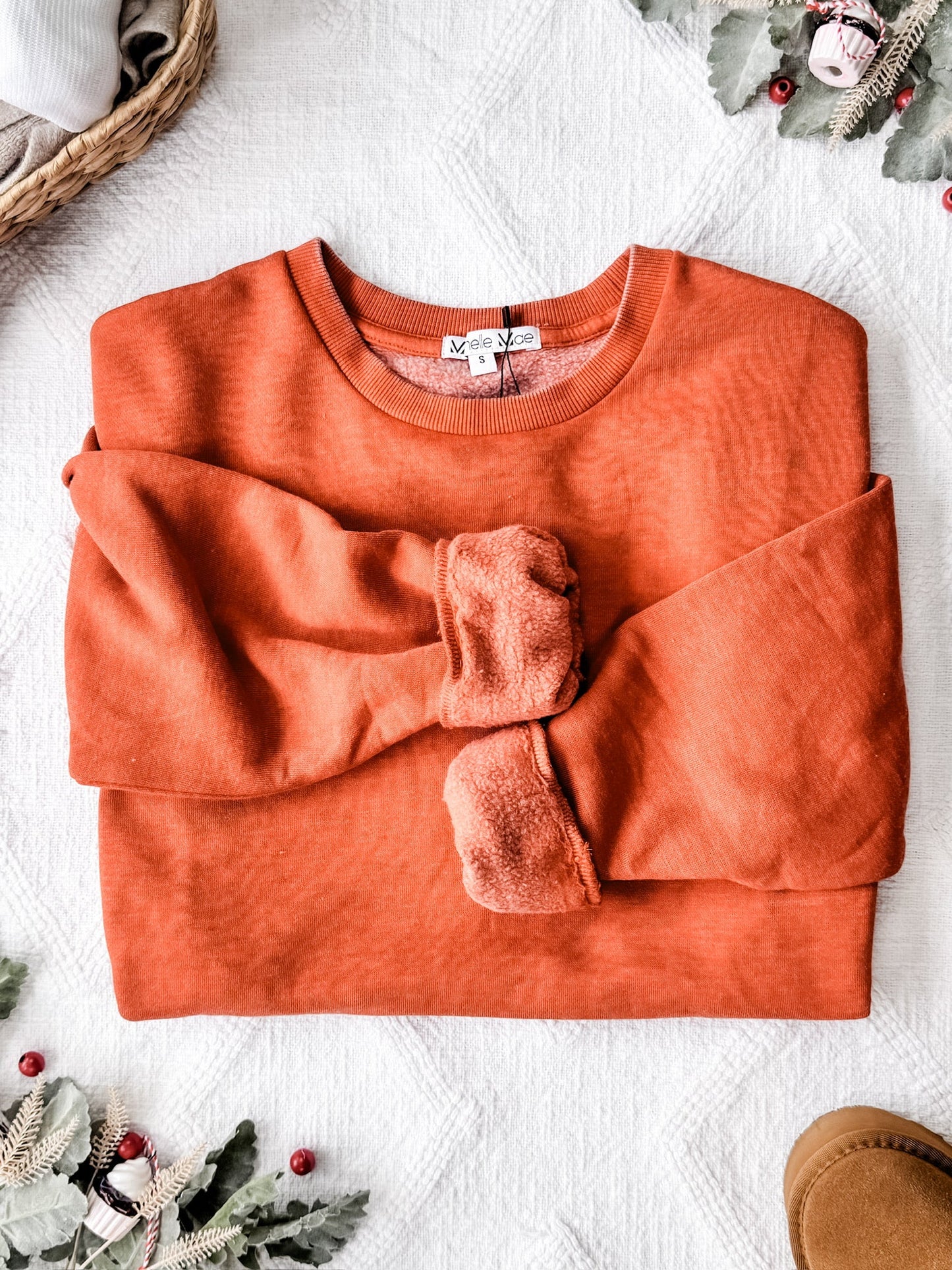 Michelle Mae Vintage Wash Pullover - Rust