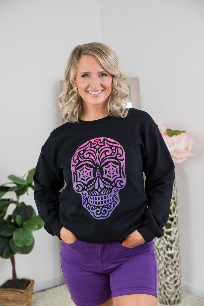 Magenta Sugar Skull Crewneck