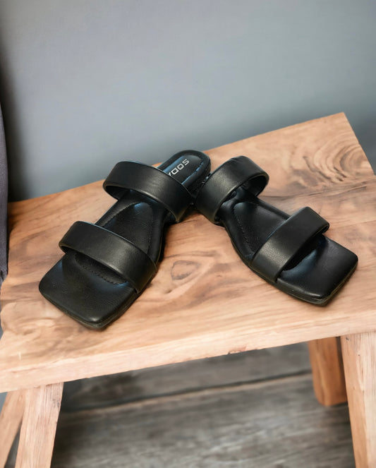 SODA Double Strap Square Toe Slides