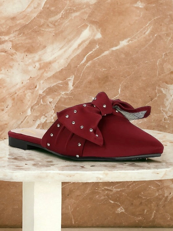 London Rag Makeover Studded Bow Flat Mules