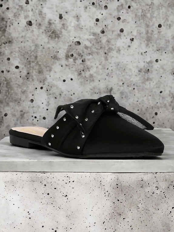 London Rag Makeover Studded Bow Flat Mules