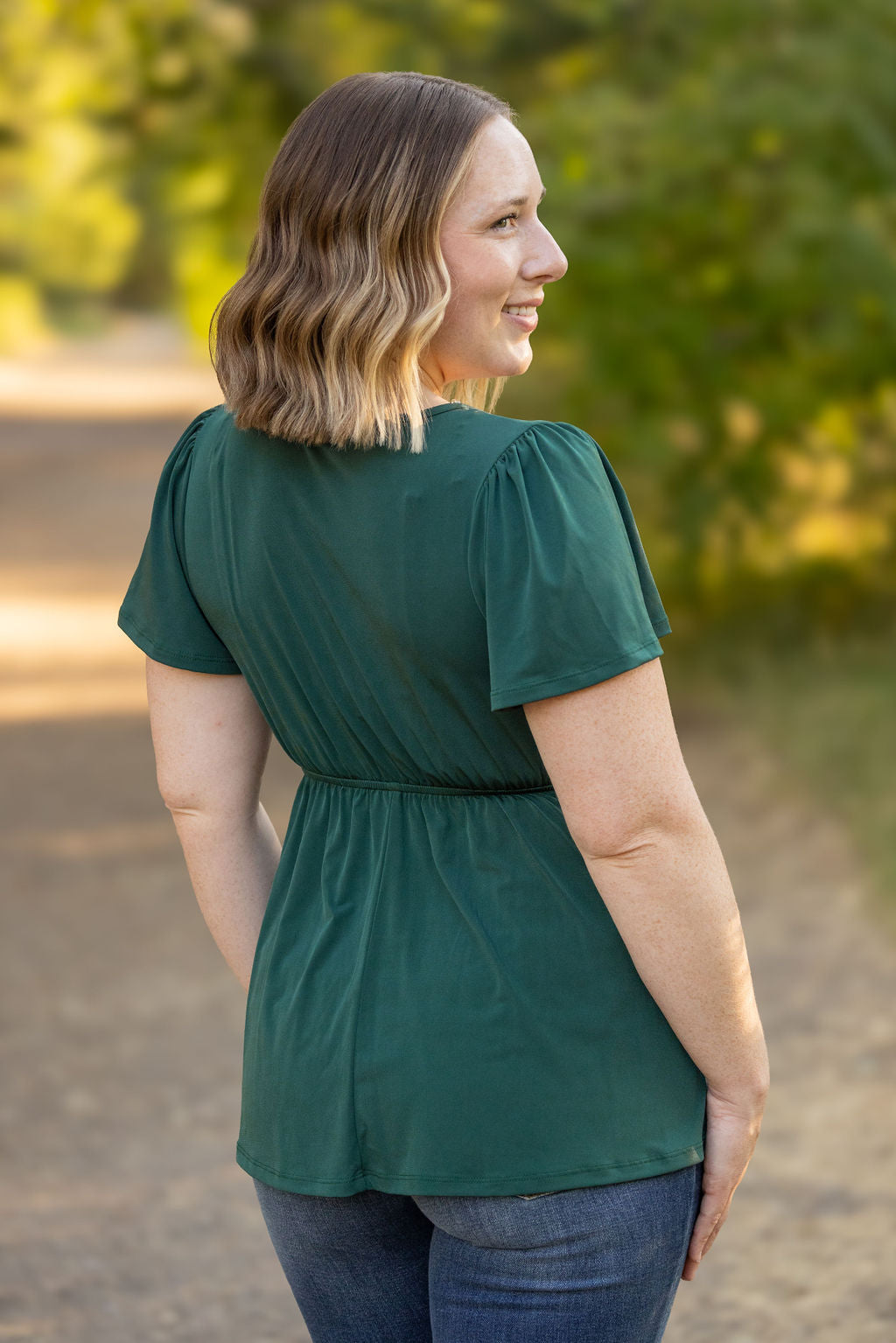 Michelle Mae Emery Ruffle Top - Hunter Green