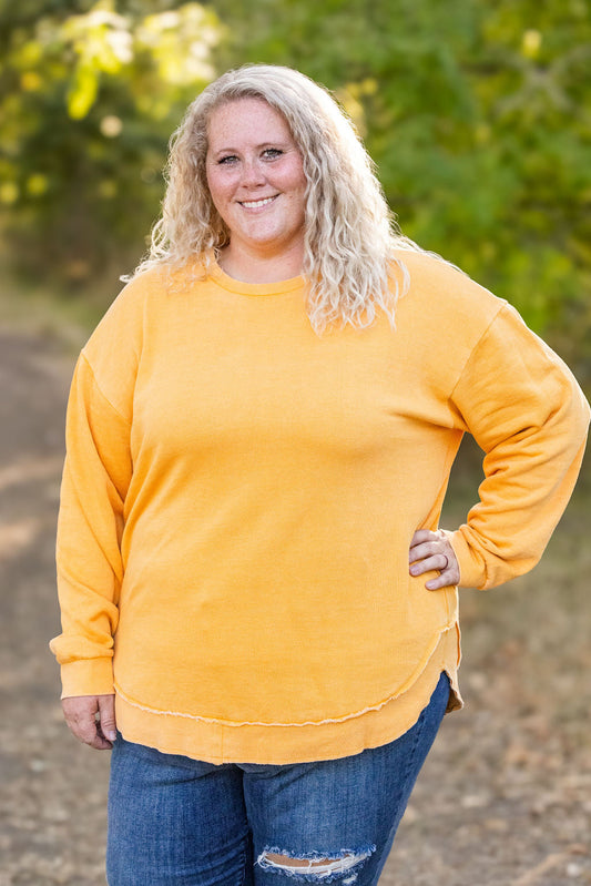 Michelle Mae Vintage Wash Pullover - Mustard