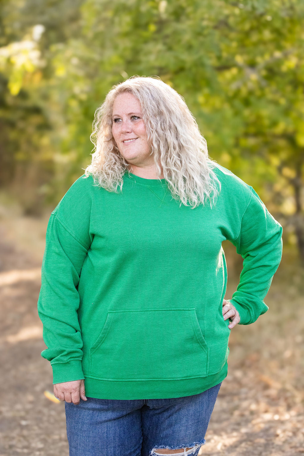 Michelle Mae Vintage Wash Pocket Pullover - Green