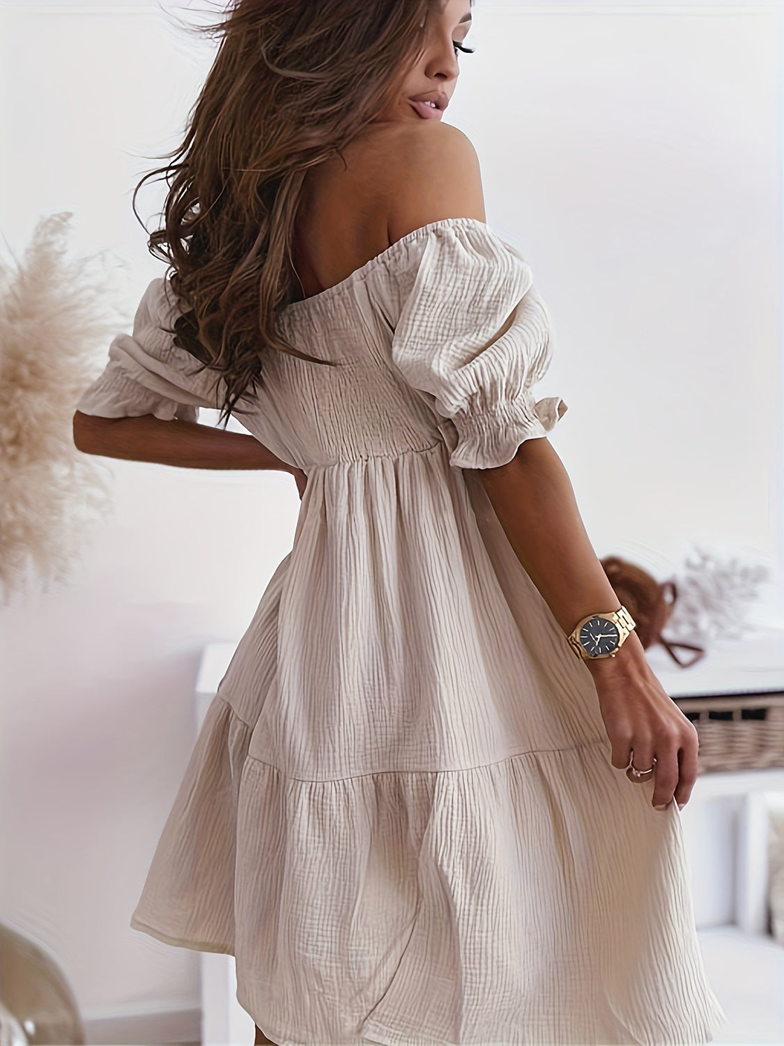 PREORDER- Full Size Ruffled Off-Shoulder Short Sleeve Dress