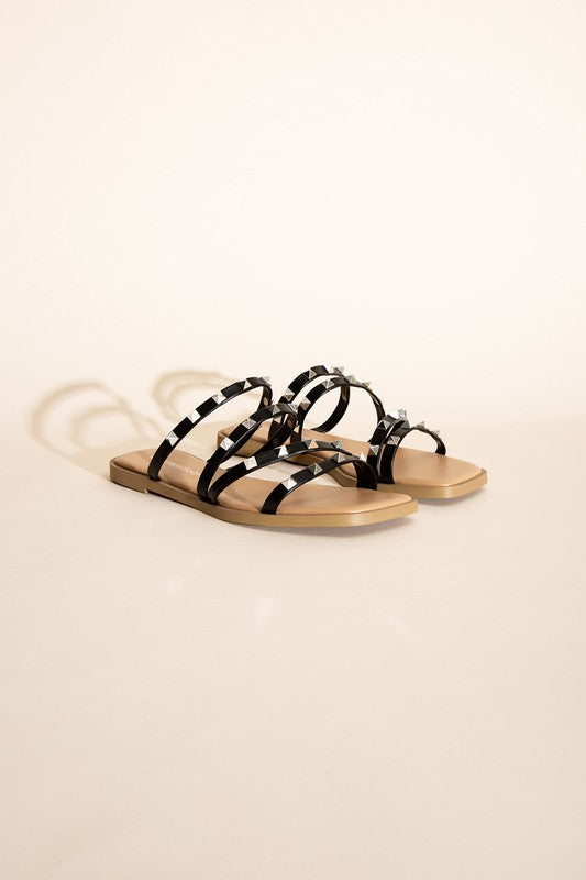 City Classified Studded Open Toe Slides