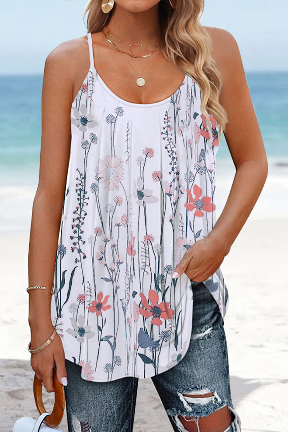 PREORDER- Full Size Printed Scoop Neck Cami
