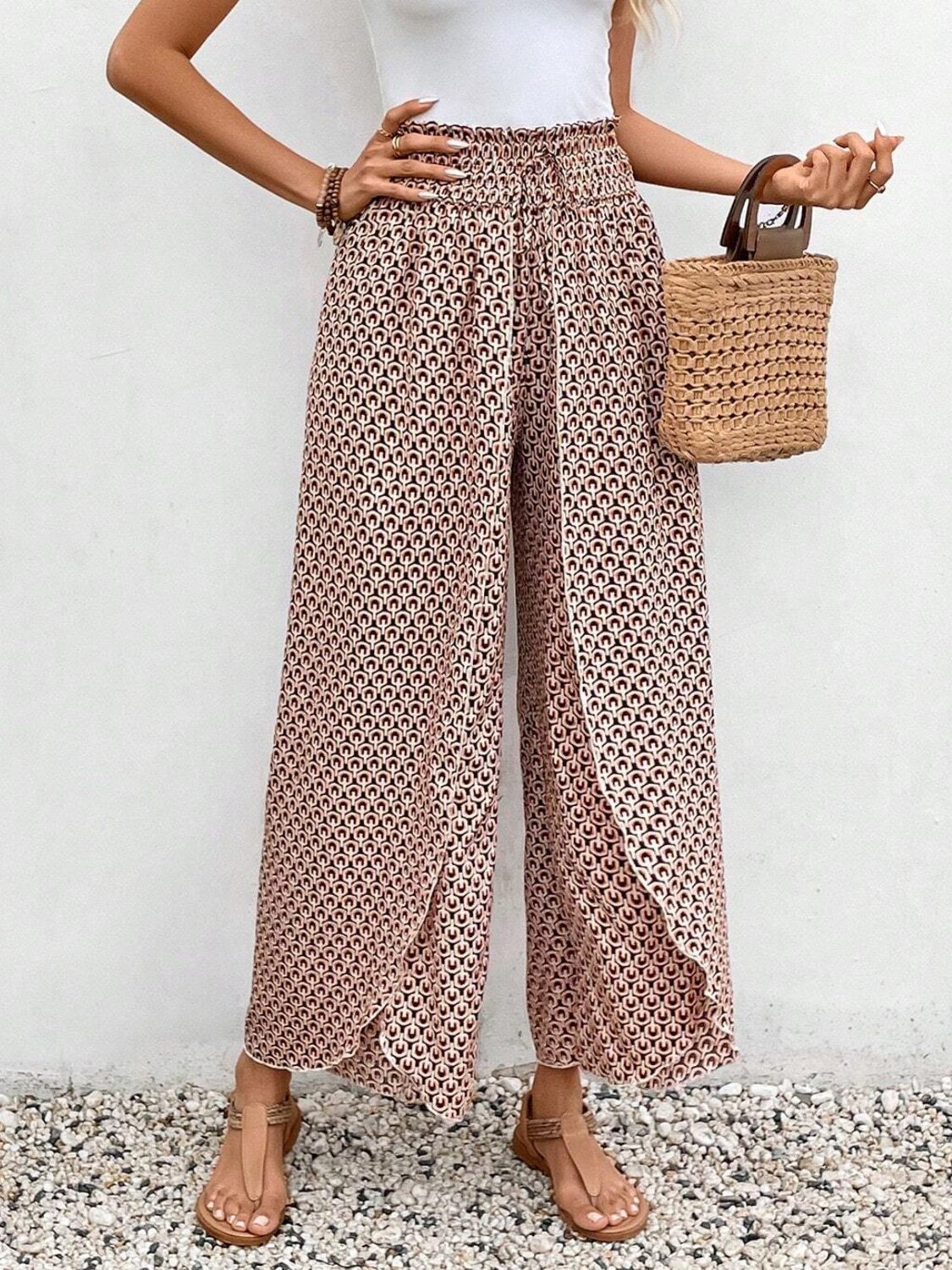 PREORDER- Tied Printed Wide Leg Pants