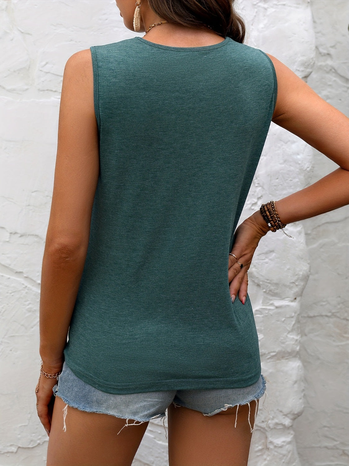 PREORDER- Lace Detail Heathered Tank