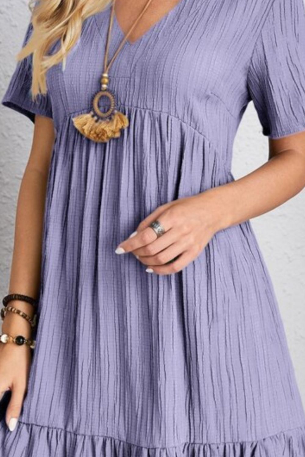 PREORDER- Full Size V-Neck Short Sleeve Dress