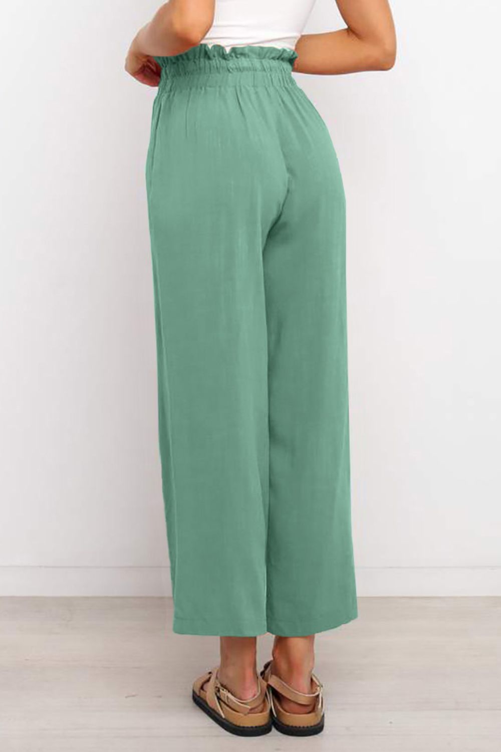 PREORDER- Drawstring Paperbag Waist Wide Leg Pants