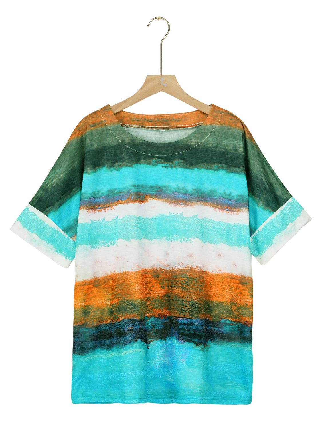 PREORDER- Full Size Color Block Round Neck Half Sleeve T-Shirt