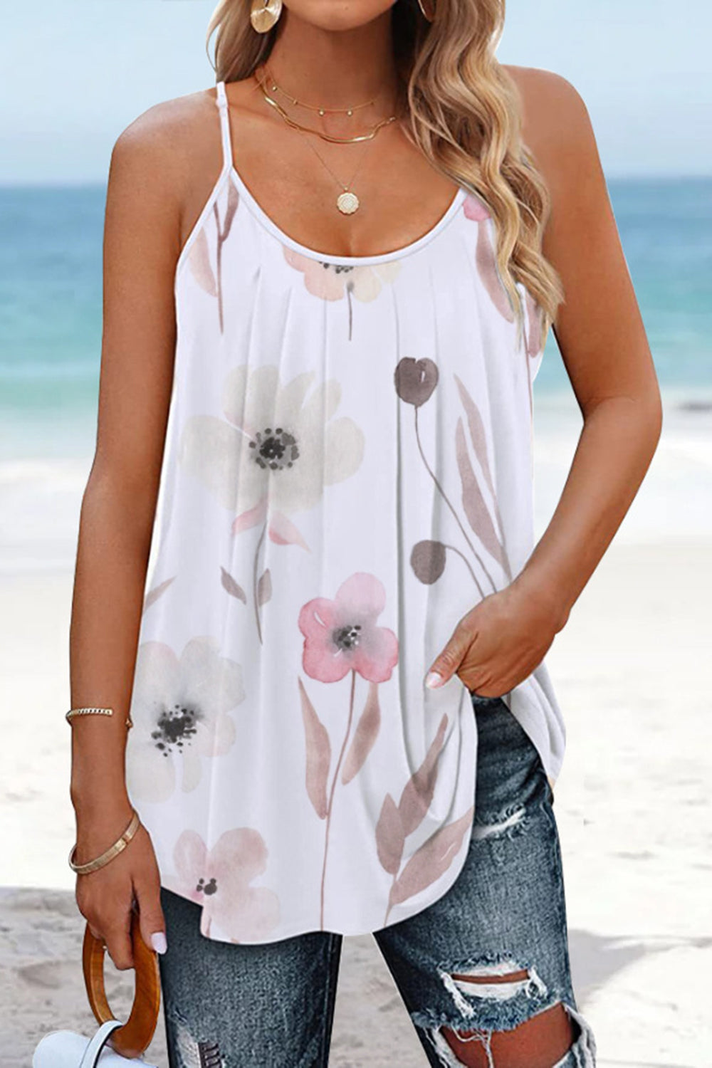 PREORDER- Full Size Printed Scoop Neck Cami