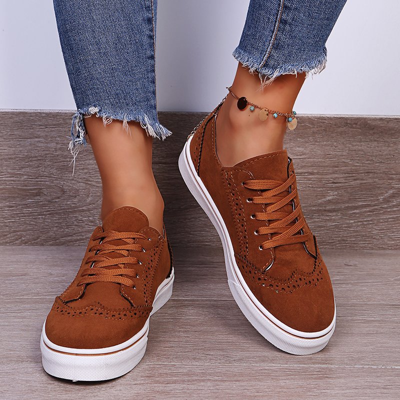 PREORDER- Lace-Up Suedette Flat Sneakers