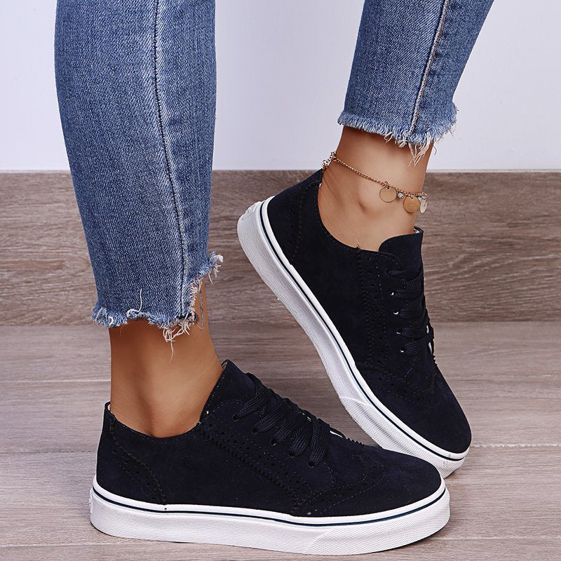 PREORDER- Lace-Up Suedette Flat Sneakers