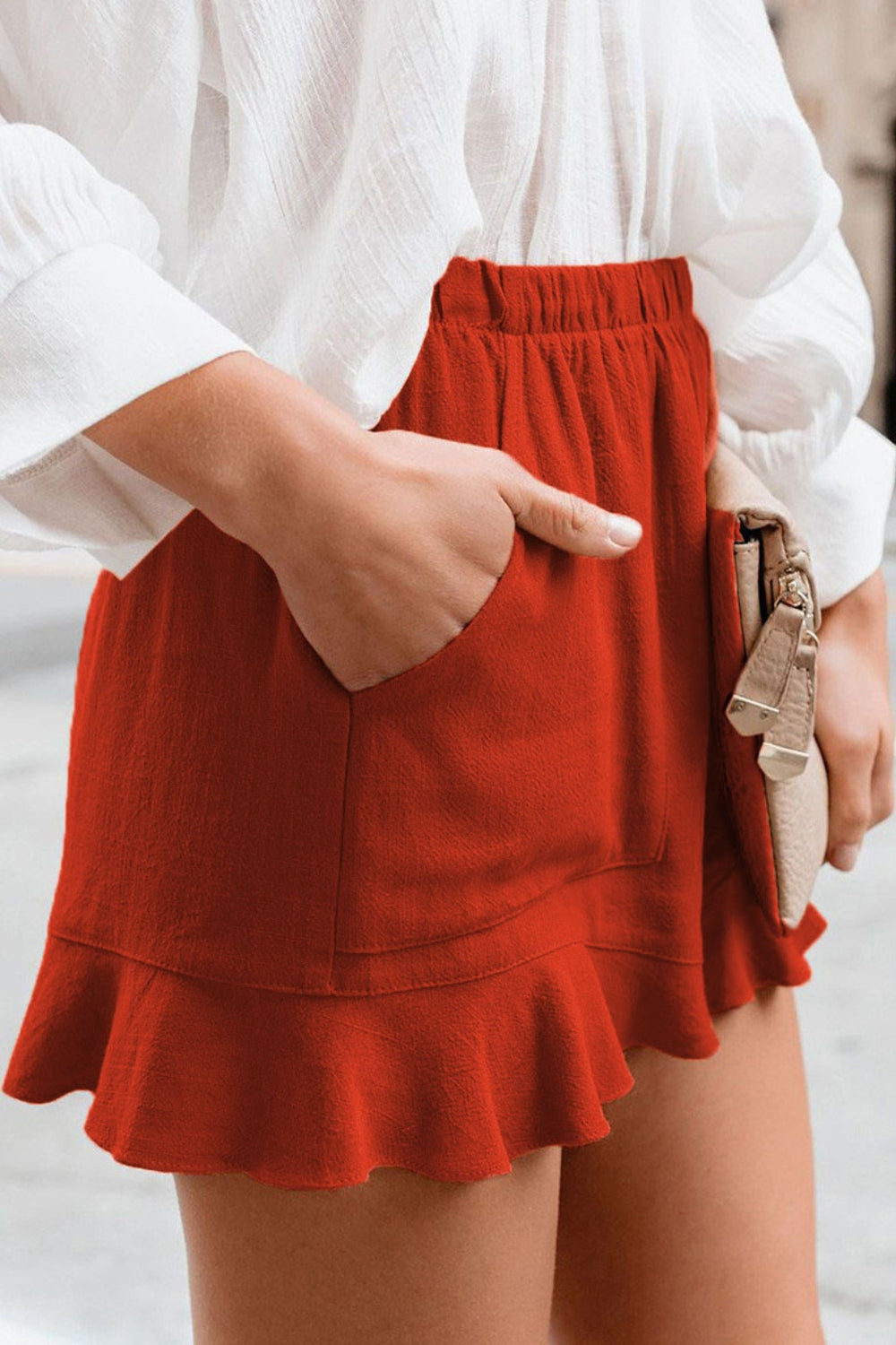 PREORDER- Full Size Ruffled Elastic Waist Shorts