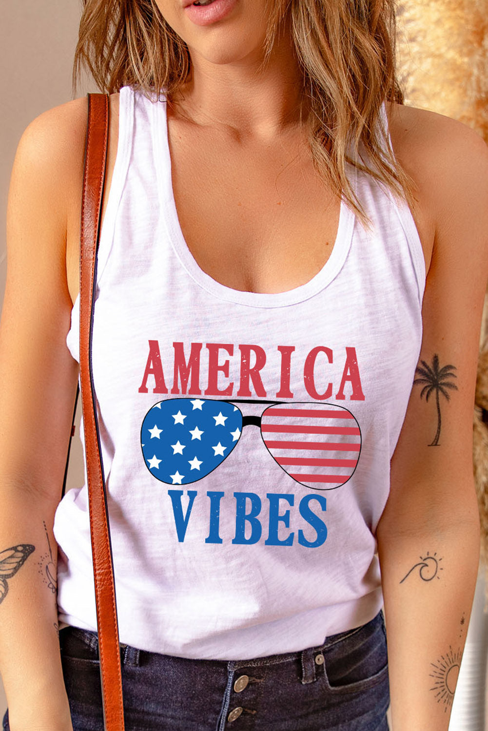 PREORDER- AMERICA VIBES Graphic Round Neck Tank