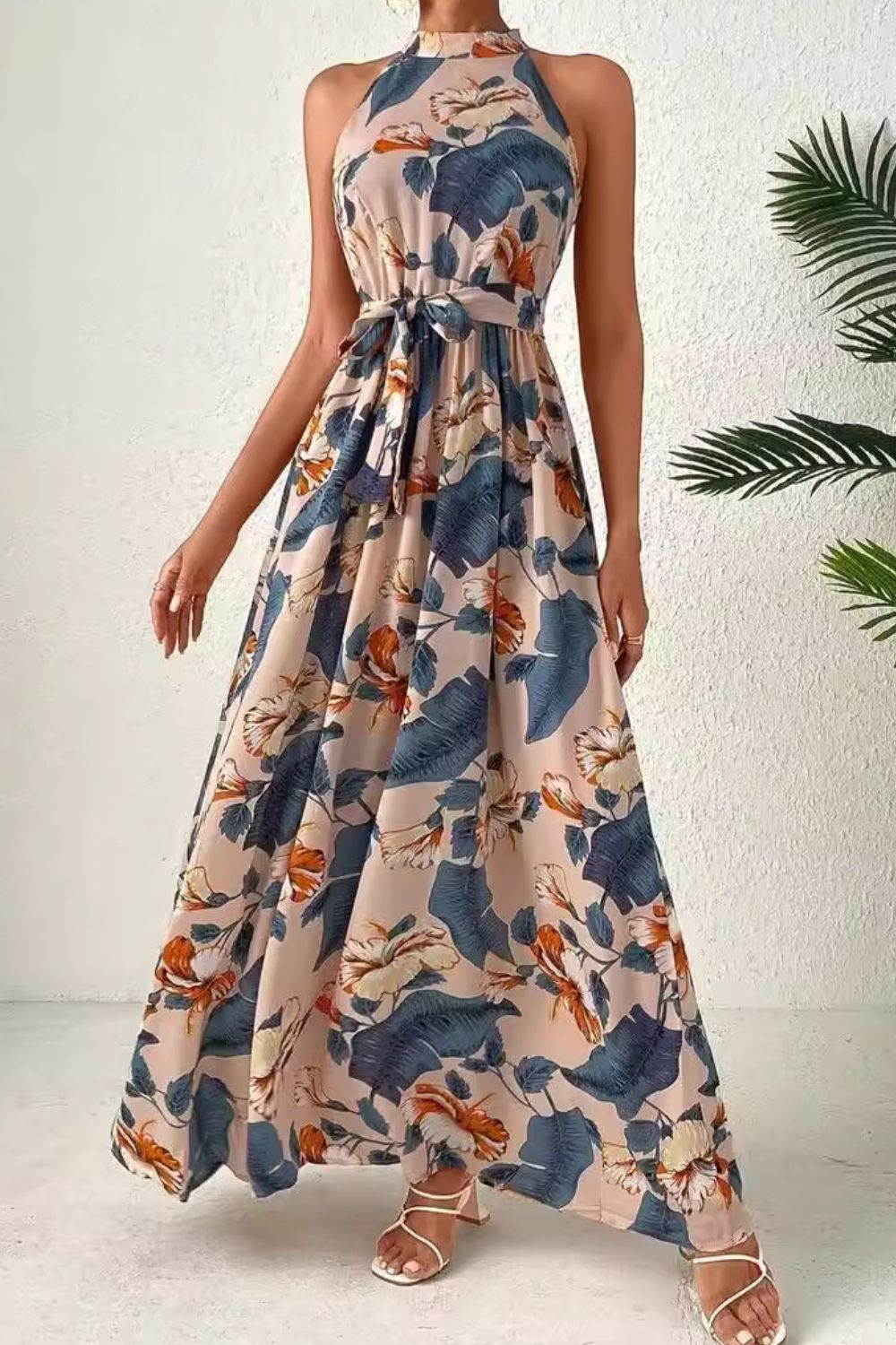 PREORDER- Tied Slit Floral Sleeveless Dress
