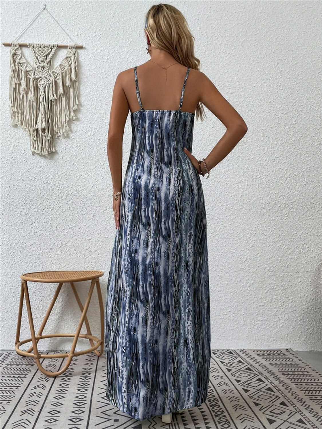 PREORDER- Full Size Printed Scoop Neck Maxi Cami Dress