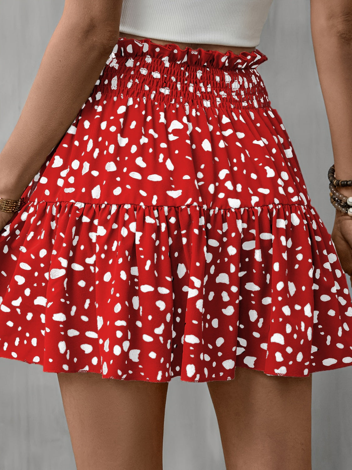 PREORDER- Frill Tied Printed Mini Skirt