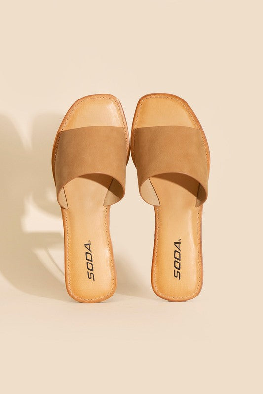 SODA Open Toe Flat Slides