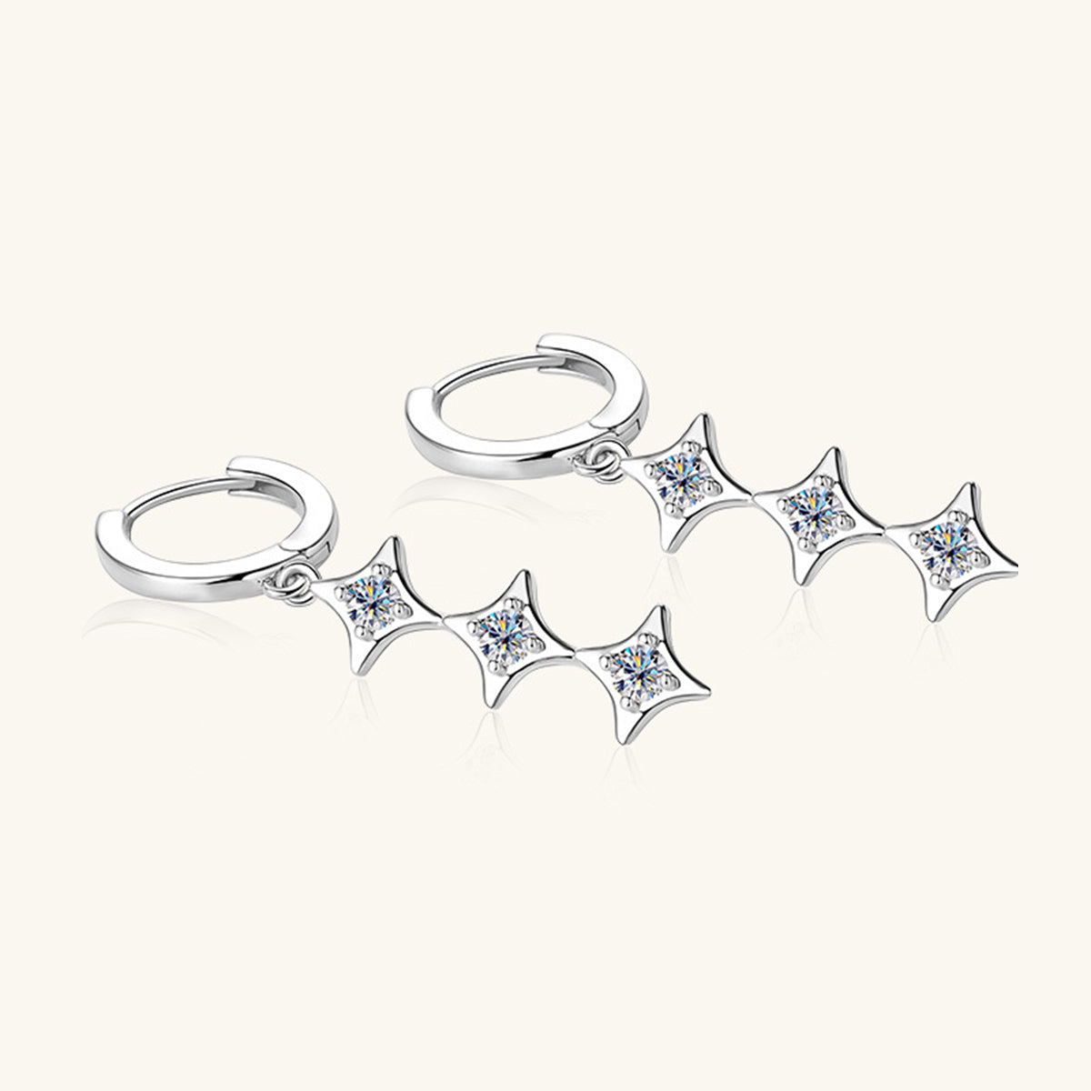 PREORDER- Moissanite 925 Sterling Silver Geometric Shape Earrings