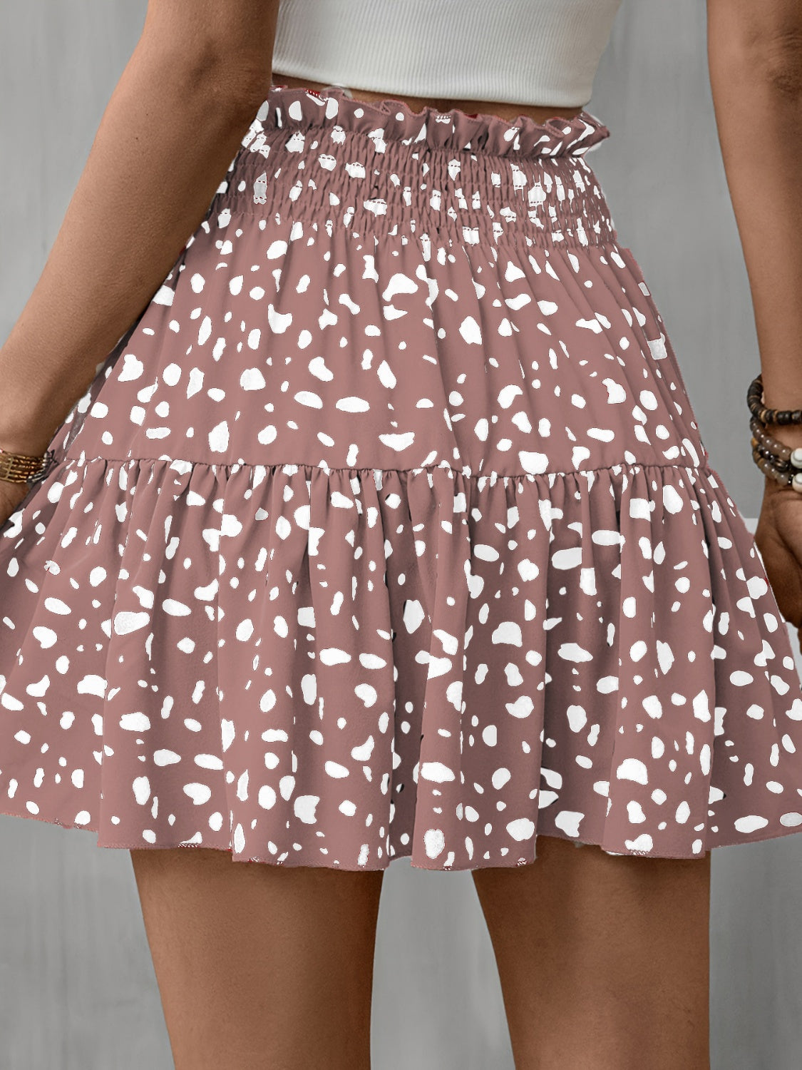 PREORDER- Frill Tied Printed Mini Skirt